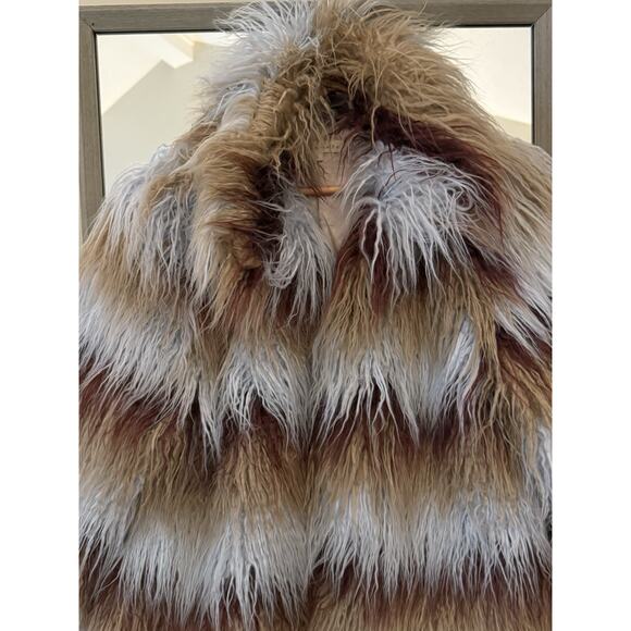 Blush Noir Faux Fur Shaggy Multicolor Jacket Large - Picture 4 of 7